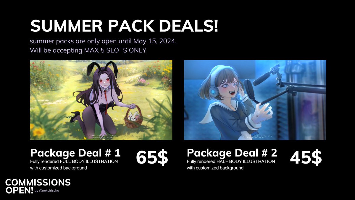 NekoIrizchu's tweet image. 🎨Looking for an artist? dont chu worry, @nekoirischu got chu! ♥ 

Summer feels is in the air &amp;amp; so are summer pack deals! Check out the thread for more details

DM me for orders!  ur rts r APPRECIATED  
#CommissionsOpen #ArtMoots
irischu.carrd.co