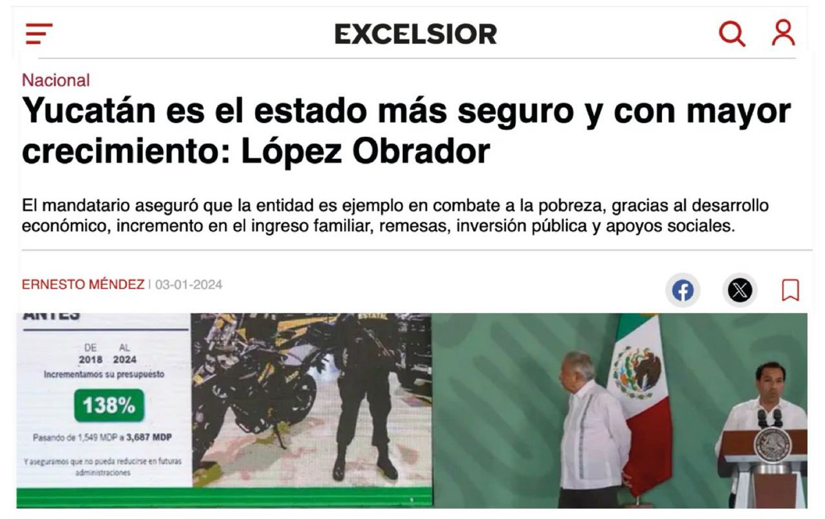 RenanBarrera's tweet photo. Yucatan es el más seguro y con mayor crecimiento: Lopez obrador. https://t.co/duyNhSKyJp