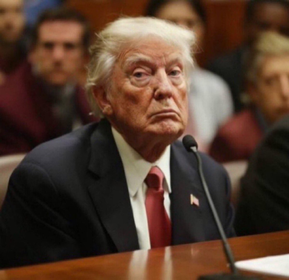 I imagine that every wrinkle, every tanning bed mark, every eye bag valise, every plastic surgeon dig, every nasty grimace scar, every spot, stain, speck on that face, represents the foulest deeds committed by this stunningly wretched, malignant narcissist villian