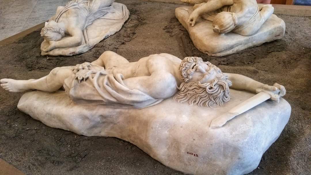 Dead Giant in the Donarium of Dying Figures - 

The statue of the dead giant refers to the Gigantomachy, the war fought between the gods of Olympus and the rebelling giants. It is usually considered a copy or a free adaptation of a figure from the 'Lesser Attalid Dedication' on…