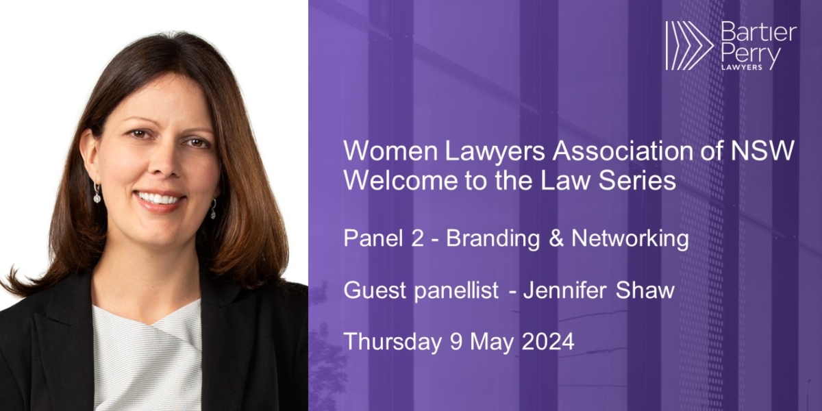 Jennifer Shaw is delighted to share her insights at the upcoming Women Lawyers Association of NSW Welcome to the Law panel series. Geared towards new lawyers, this session will be held on 9 May and delve into the essential topics of Branding & Networking. womenlawyersnsw.org.au/events/welcome…