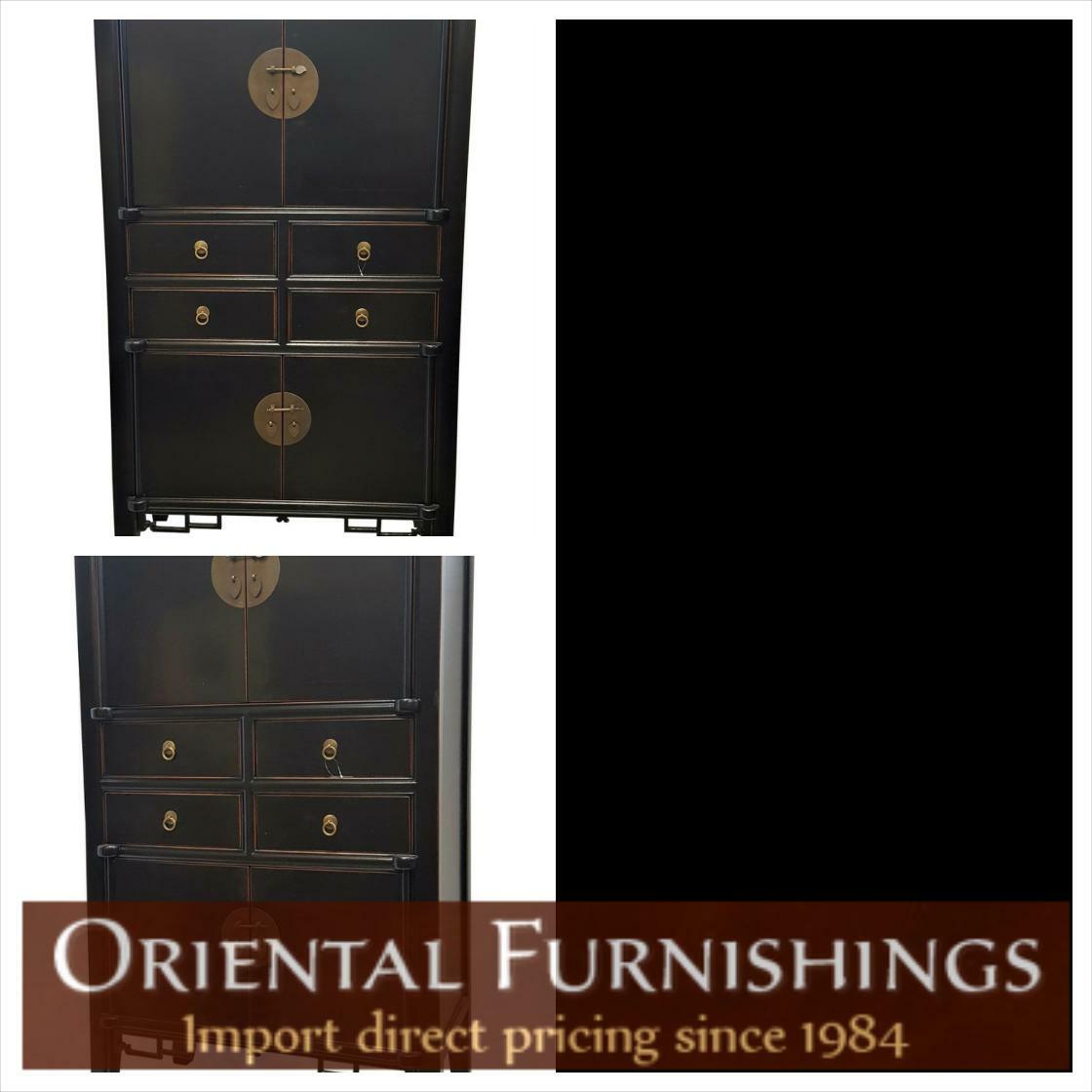 #asianfurniture Modern Cabinet with a Chinese Ming Design In Black and 59'H Seen here: bit.ly/3jCkMbD