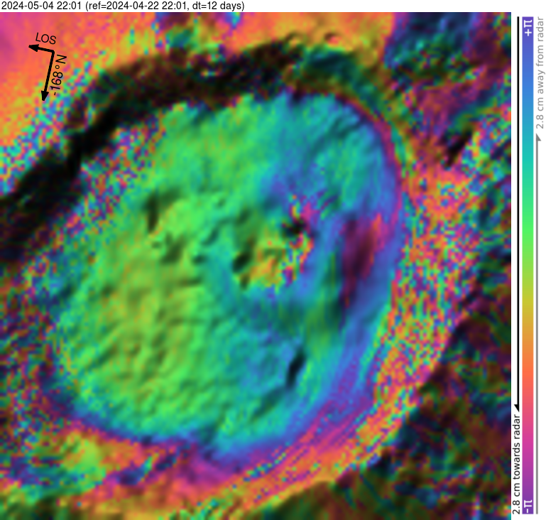 Terdapat deviasi pengukuran deformasi di Gunung Api #Raung Jawa Timur Indonesia sebesar 32μ dalam observasi satelit kurun waktu 15 hari sebelumnya. sumber data Citra SAR Satelit Sentinel-1 cc: <a href="/MKelko/">Martin Kelko</a> <a href="/CopernicusEU/">Copernicus EU</a> <a href="/CopernicusLand/">Copernicus Land Monitoring Service</a> <a href="/fathialz/">Fathia Lutfiananda</a> <a href="/herlandarmawan/">herlan darmawan</a>