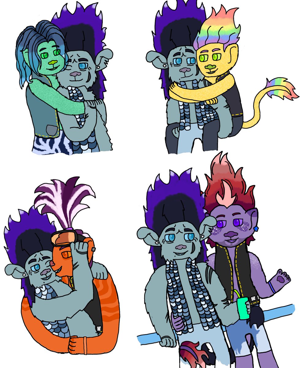 Polyam kismet my beloved, they’re polyam to me and I will not apologize for it :)
Plus, I updated my Hype design, which I much prefer. 
Need to figure what to call the other ships

#trollskismet #brype #trollsfanart #TrollsBandTogether