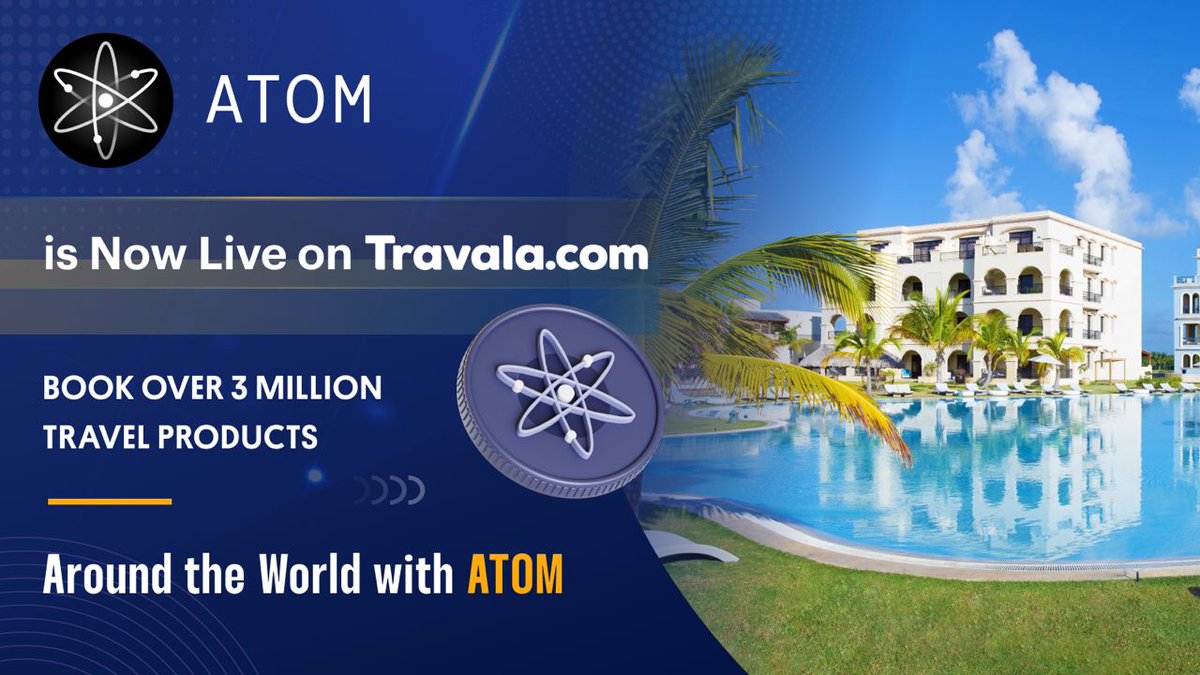 📢BIG NEWS! @cosmos is now LIVE on Travala! Book your travels effortlessly using $ATOM and explore seamless blockchain-powered journeys with the Internet of Blockchains ✈️ Pick a hotel, flight, or fun activity and experience the next level of travel innovation! 😎