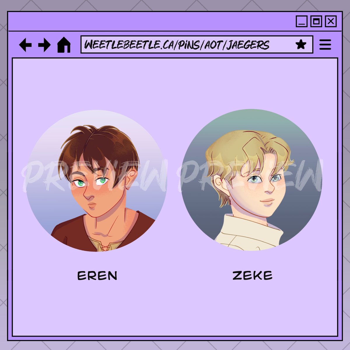 Tin plate buttons of one of the Yeager babies 🥰

Available until May 21st!

#進撃の巨人 #attackontitan #zekeyeager #erenyeager