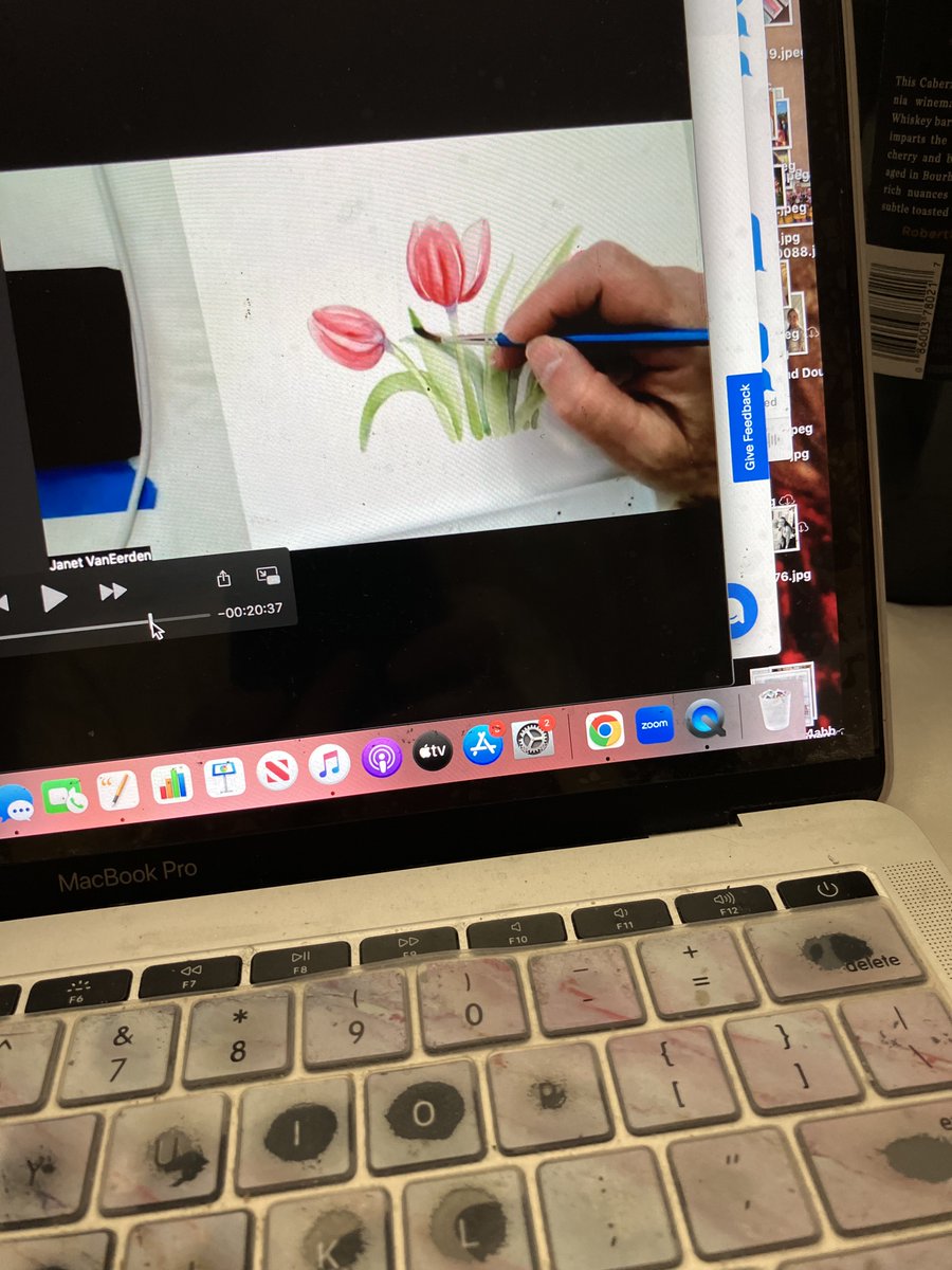 JanetVaneerden's tweet image. Online Watercolor Tulips class for Christendom College students study break is in the books! 

So much fun! There is no shortage of creativity for these ladies! #artconnects #winsornewton #studybreak