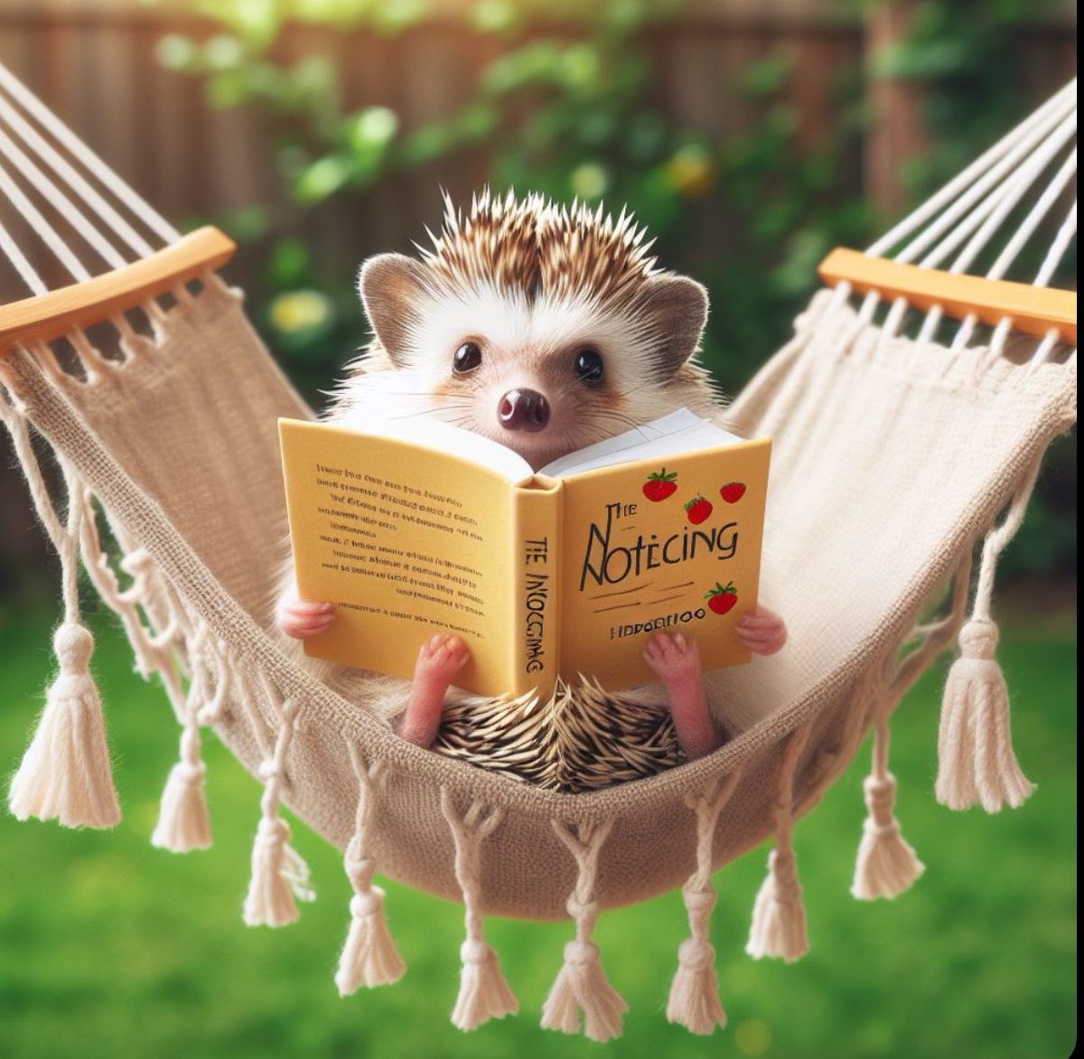 Hermann picked up great book today! I can’t get him to come in!
The 
Noticing
Continues
#HappyHedgehog