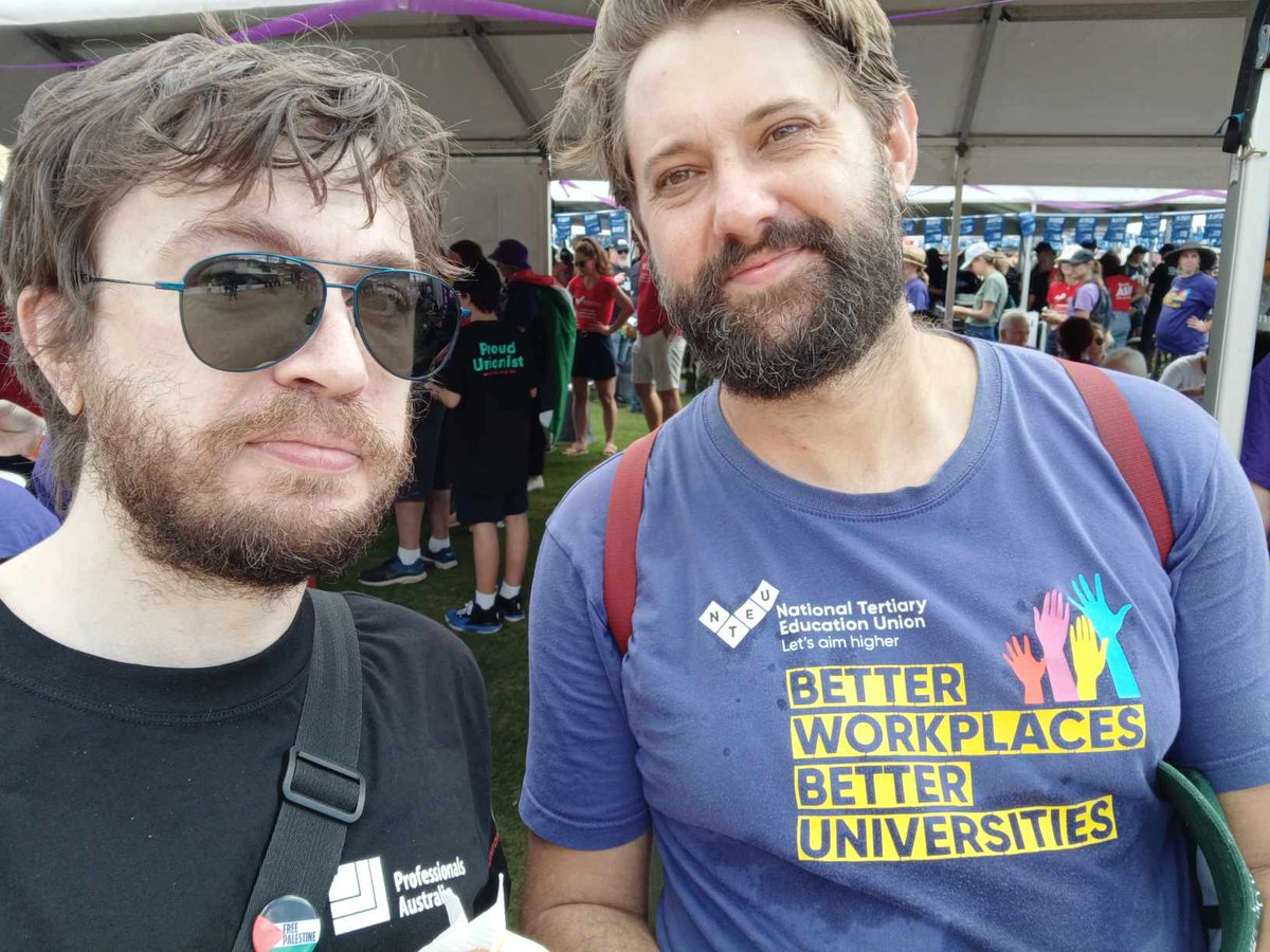 Nice to have my annual catch up with @alcolol at Brisbane Labour day march! Also great to see @fbongiornoanu, @fringetracker, @DamienCahill8 and @DrNatOsborne!