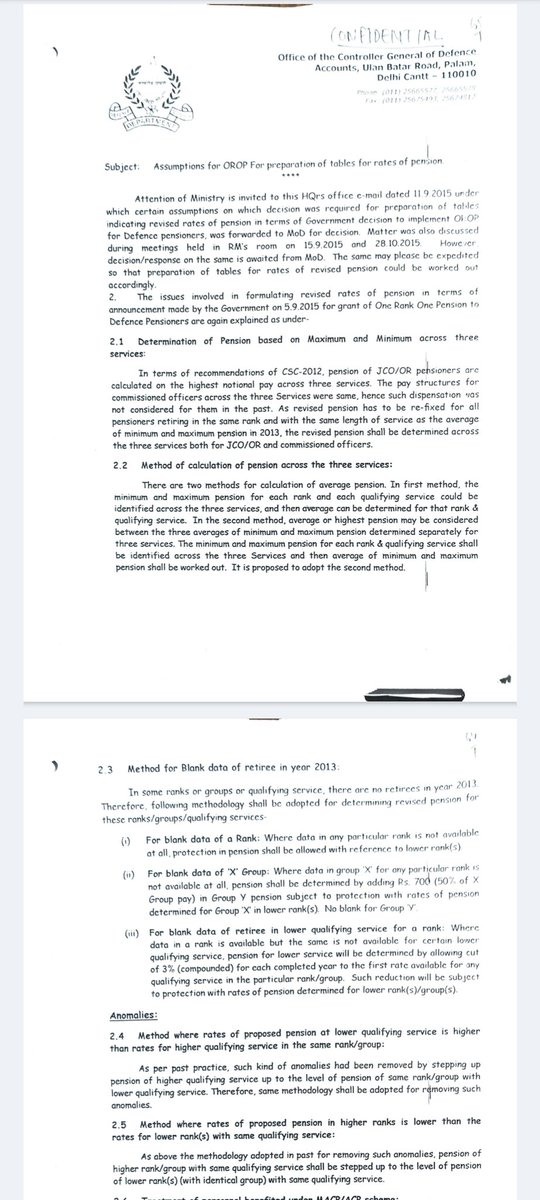4/5 We the Tri Service Ex-Servicemen Request the Defence Secretary &amp; Secretary (ESW) to Ensure that the Tables are prepared by CGDA as per Guidelines given in CGDA letter 5699/AT-P/OROP/Vol -VIII dt 06 Nov 15 (PASTED) at Para- 2.2 and 2.3 ( i ) &amp; ( iii ) in time as 2 months left
