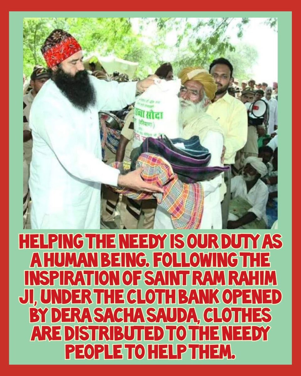 There are millions who can’t afford 2 meals a day & for them clothes are luxury which they even can’t think of buying. Feeling their pain Saint Ram Rahim ji opened #ClothBank in the premises of Dera Sacha Sauda where people donate clothes which are further distributed to needies