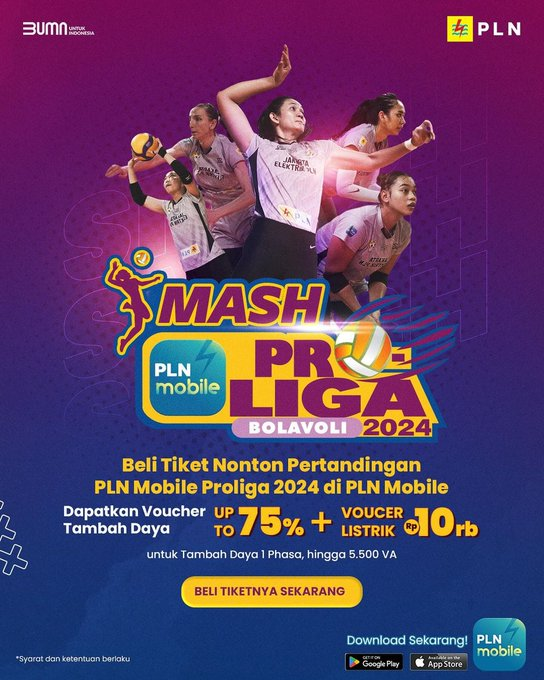 Electrizen, yakin ga mau nonton langsung laga bergengsi bola voli di Indonesia, PLN Mobile Proliga 2024?   #PLNMobileProliga2024 #PLNMobile #PoweredbyPLN #ElectricPLN #JakartaElectricPLN #JakartaElectric #PLNMobile #Volleyball #ElectricMenyala