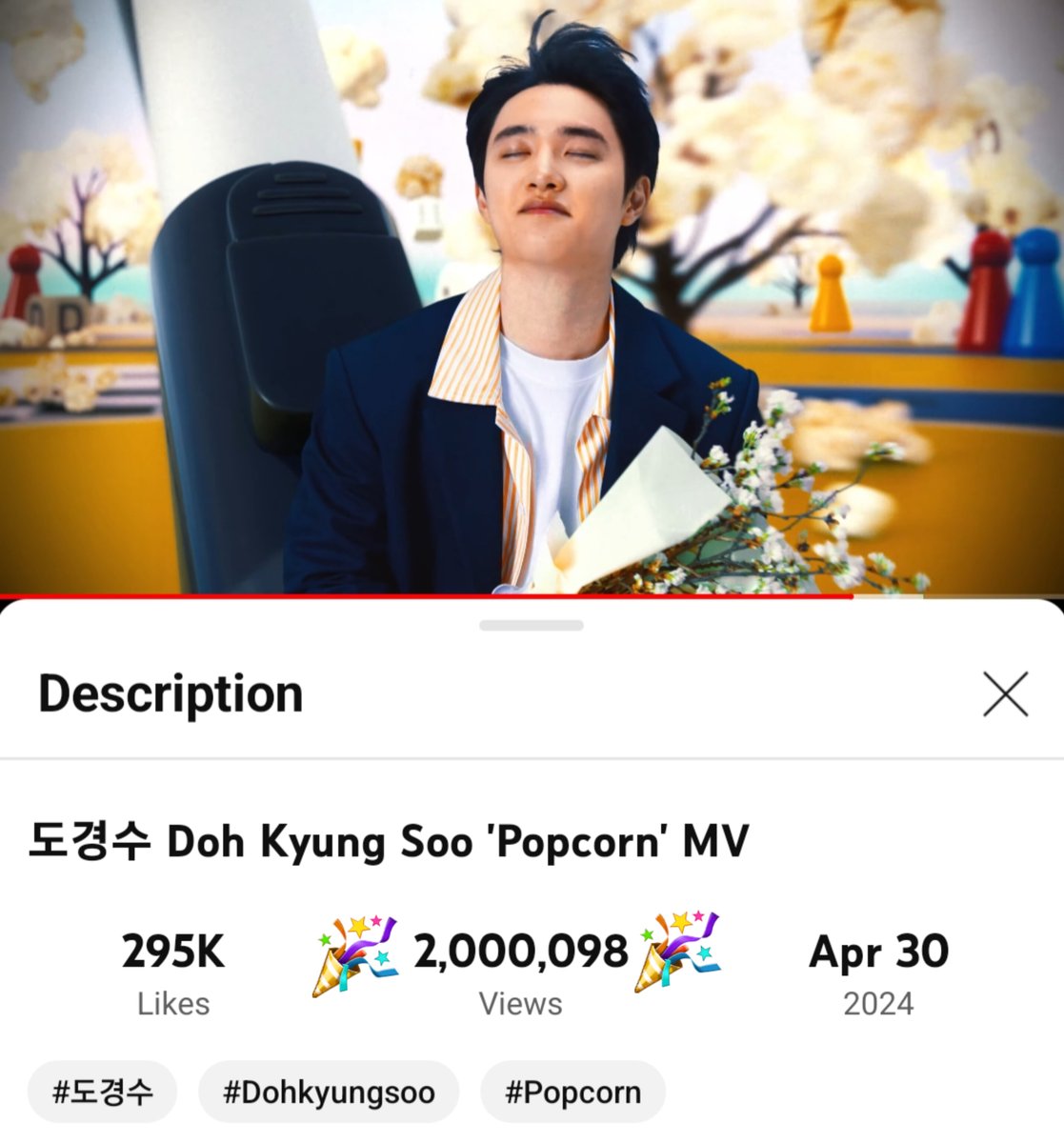 O MV de 'Popcorn' ultrapassou a marca de 2 Milhões de visualizações no YouTube. 🍿✨ 🔗: youtu.be/3AoruwUKQ3I?si… #ドギョンス #도경수 #DOHKYUNGSOO @companysoosoo_