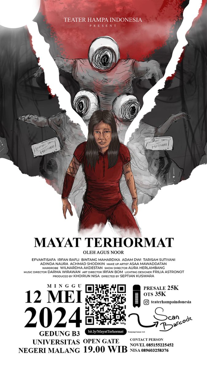 Wah siapa yang udah gak sabar pentas tunggal Teater Hampa tanggal 12 Mei??!!😱🔥

Merchandise official "MAYAT TEEHORMAT" juga sudah keluar nihh segera check di ig @teaterhampaindonesia atau klik link disini 👉instagram.com/p/C6m5j_5vzxJ/…

Yukkk jangan lupa catat tanggalnyaa yaa!!🥰
