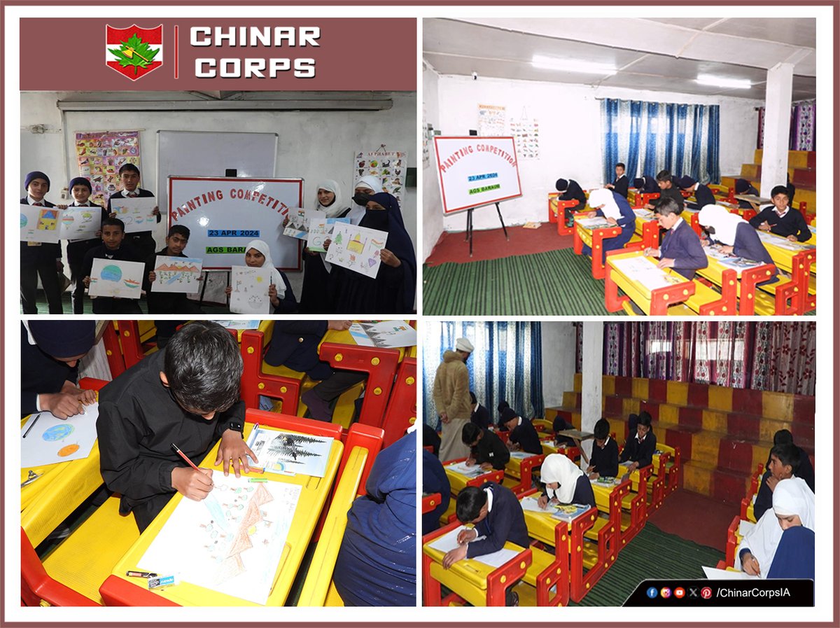 'Ink, brushes & ignited imaginations' #ChinarWarriors organised a painting competition at Army Goodwill School, Baraub, #Bandipora. The event was aimed to encourage artistic expression among #students, holistic development and foster a creative learning environment.