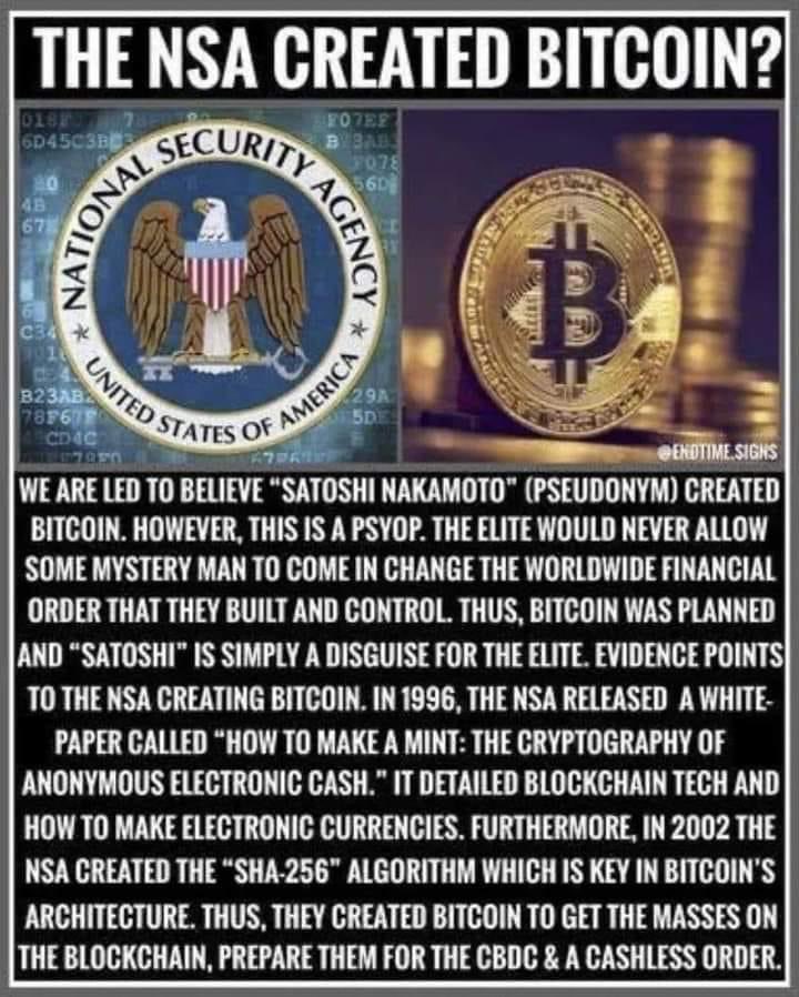 The NSA created Bitcoin.