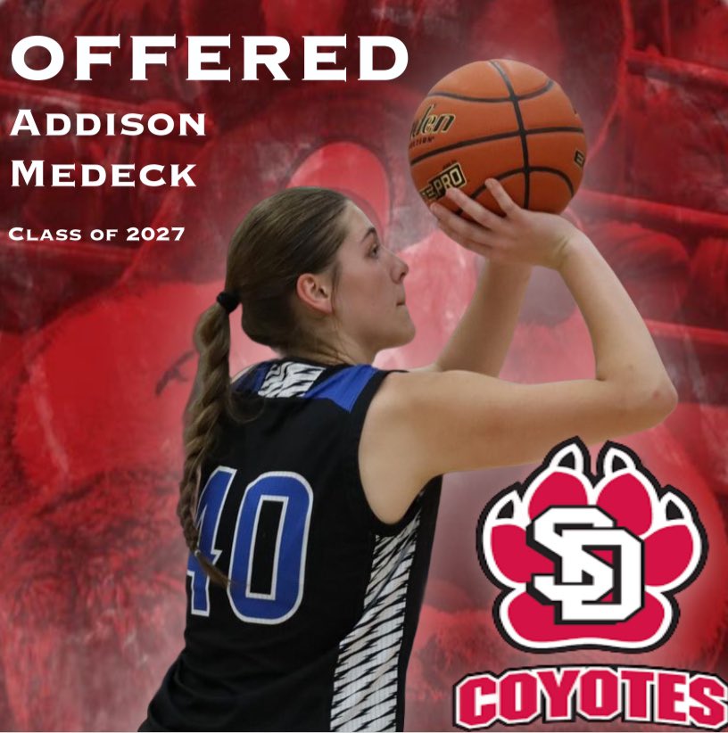 Addison Medeck (@medeckaddison) on Twitter photo After an amazing conversation with <a href="/Coach_Eighmey/">Carrie Eighmey</a>, I am grateful to receive an offer from <a href="/SDCoyotesWBB/">South Dakota Women’s Basketball</a>!! After an amazing conversation with <a href="/Coach_Eighmey/">Carrie Eighmey</a>, I am grateful to receive an offer from <a href="/SDCoyotesWBB/">South Dakota Women’s Basketball</a>!!