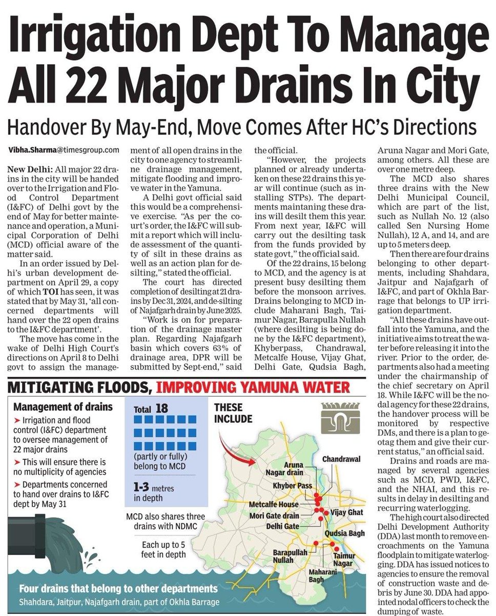 Irrigation Dept To Manage All 22 Major Drains In City
