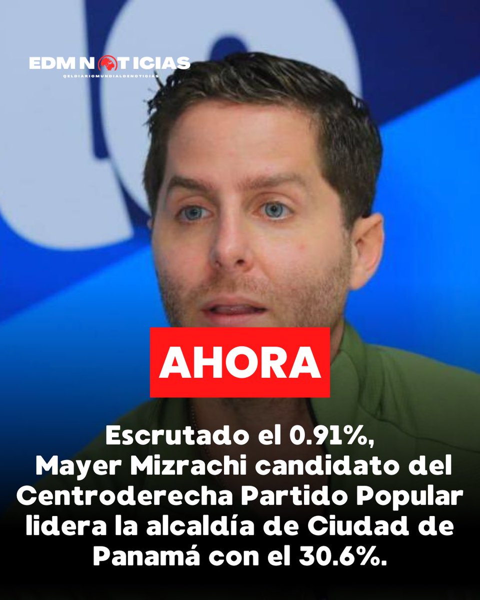 🇵🇦Escrutado el 0.91%, Mayer Mizrachi candidato del Centroderecha Partido Popular lidera la alcaldía de Ciudad de Panamá con el 30.6%. #5DeMayo #Elecciones2024 #EleccionesPanama