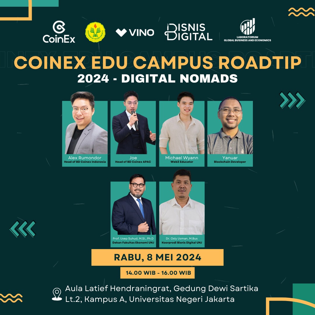 CoinEx Campus Road Trip ke UNJ🎉

Ngobrol bahas Digital Nomads bersama para speaker keren dan Dekan Fakultas UNJ 🔥 

Event ini tertutup ya, next kampus dan kota mana nih yang harus CoinEx kunjungi?👀

#CampusRoadTrip #CoinExIndonesia