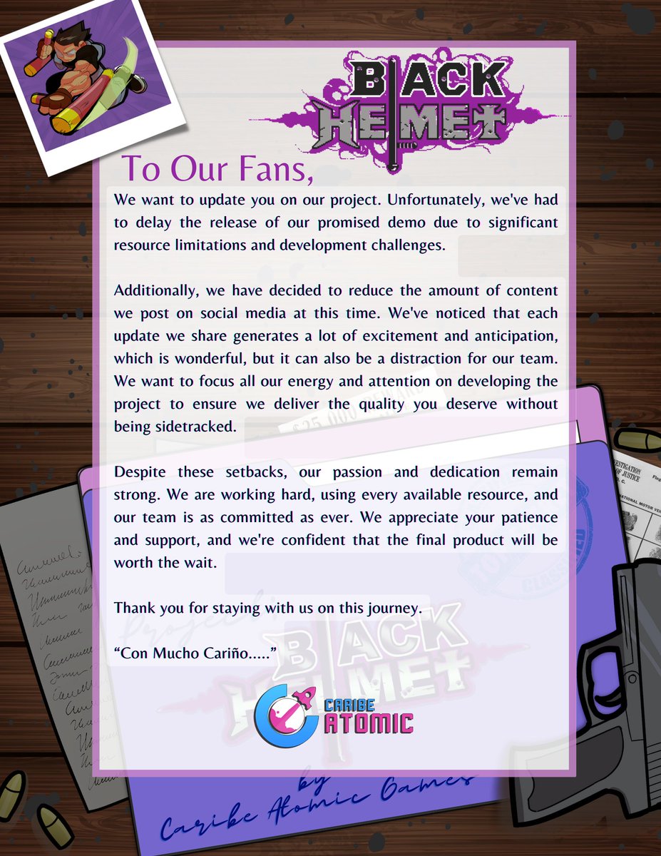 Please read this message that we have for you!

 Sinceramente! 

Black Helmet Devs Team...