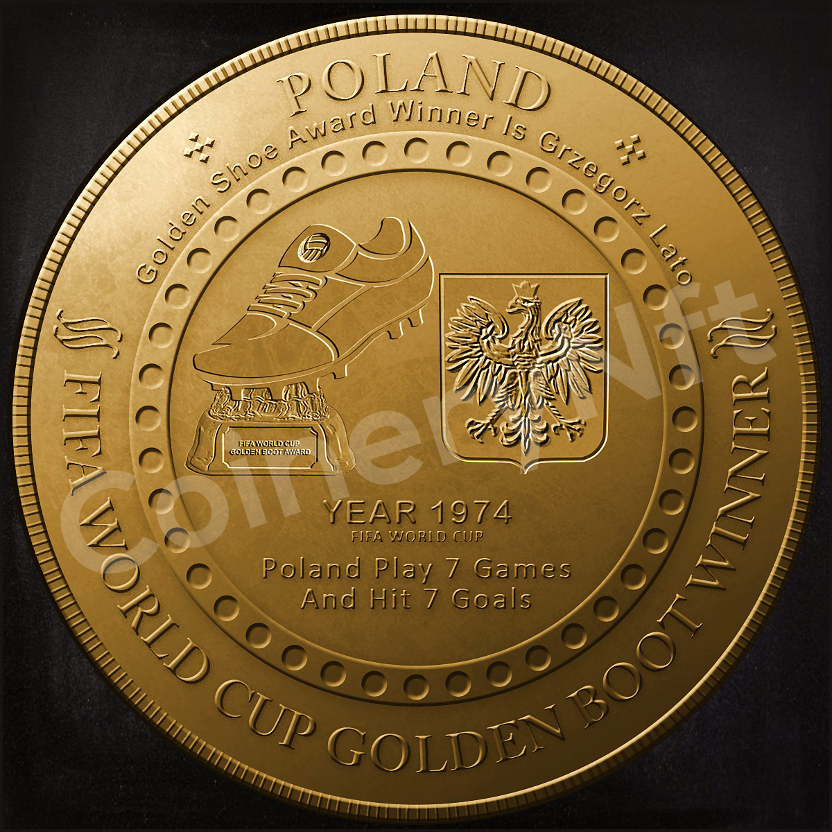 FIFA World Cup Golden Boot Winner 1974, was won by Grzegorz Lato (Poland). There is an NFT coin made in memory of this event.
@opensea @FIFAWorldCup @fifamedia @FIFAcom
#nftcommunity #nftcollector #nftinvestor #nftnews #nftmagazine #nftbuyers #NFTshills #nftgame #cryptonews #NFT