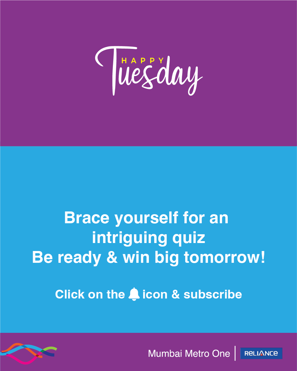 Get ready for the 14th edition of #HappyTuesday contest. Please note prizes will be awarded to the first 75 correct entries, additional 75 winners will be selected by a draw. #TuesdayFun #ContestAlert #mumbaimetro