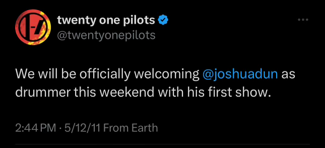 13 years ago today, @joshuadun joined @twentyonepilots as the official drummer