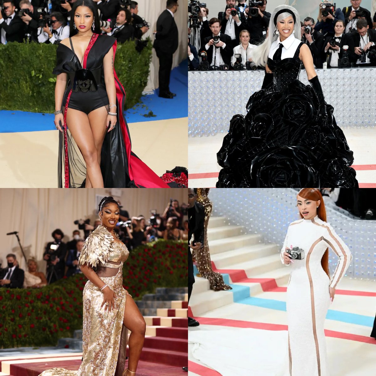 Nicki Minaj, Cardi B, Megan Thee Stallion, and Ice Spice will all be attending tomorrow's 2024 Met Gala. 🚨