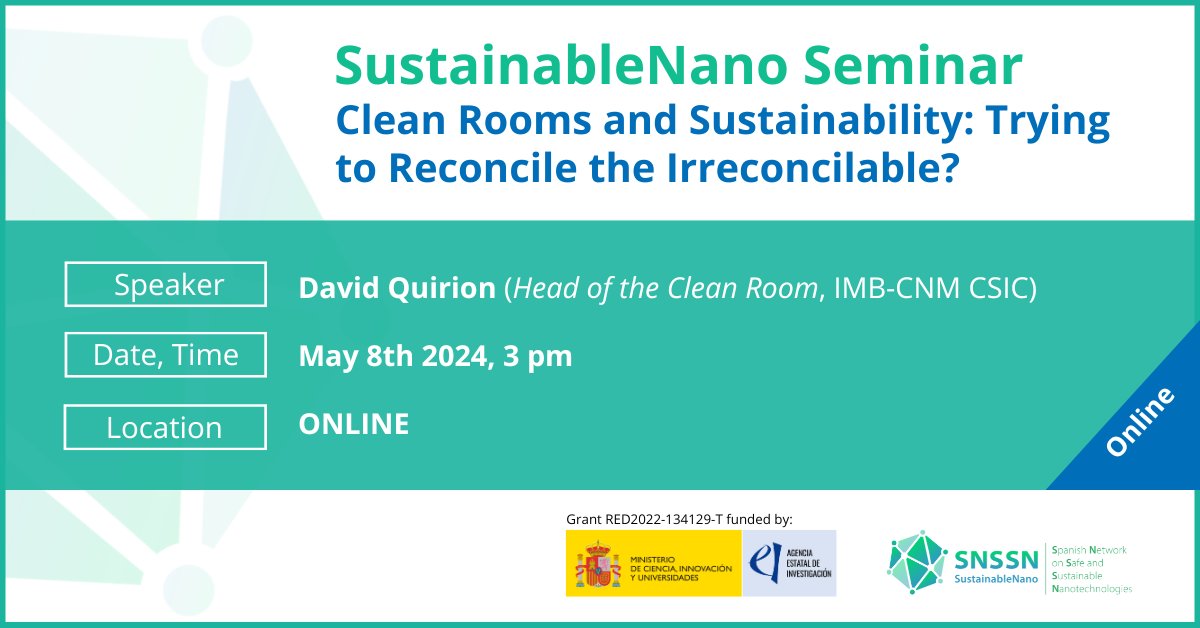 New seminar coming up! This Wednesday 8th of May. More info: snssn-sustainablenano.net/events/sustain… Register here: icn2.zoom.us/webinar/regist… @imb_cnm @IMDEA_Nano @nanoGUNE @icmabCSIC @In2Ub @ifimacuam @ICMol_UV @ImnCsic #cinn @ICMM_com @INMAdivulga @CFMdonostia @icn2nano