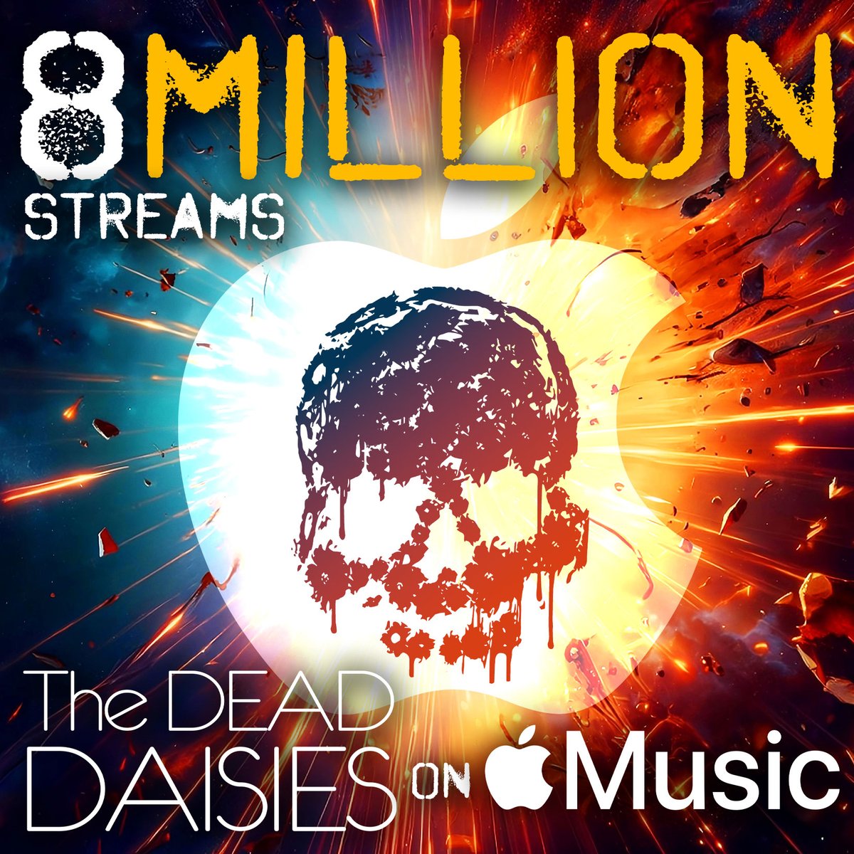 Stoked to reach 8 Million all time plays on Apple Music!🚀🚀 Thank you to all our Apple lovers for your streams & support!🙏❤️ #TheDeadDaisies #AppleMusic #Milestone #MondayMotivation