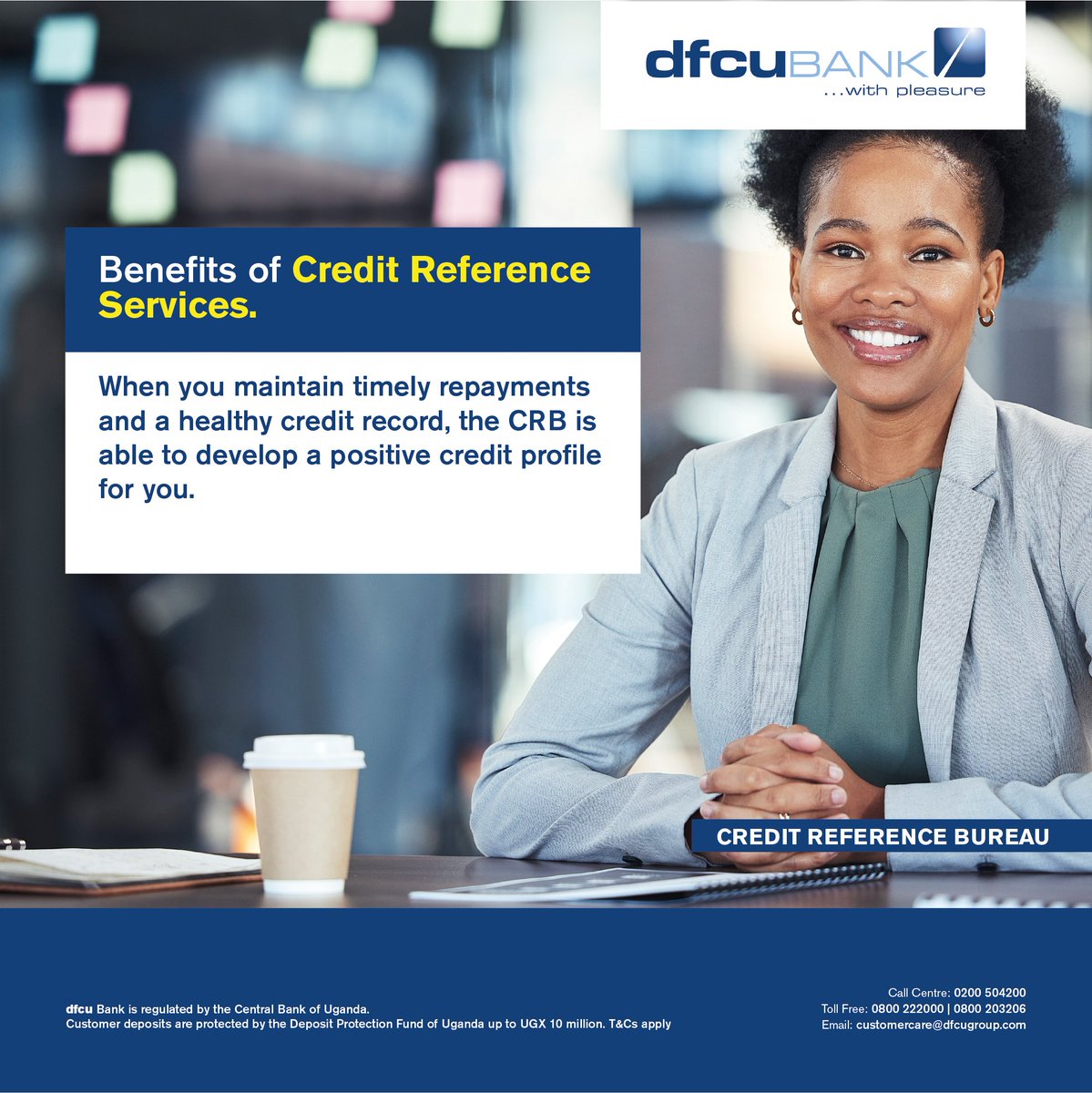 Maintaining a good Credit Reference Bureau (CRB) score is essential for financial health, job prospects, and government contract eligibility. Timely loan payments are key to a positive score. For more information visit dfcugroup.com/credit-referen…