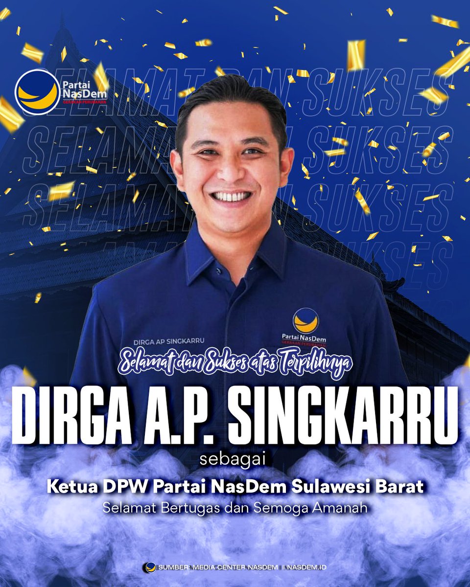 Selamat bertugas kakak Dirga A. P. Singkarru sebagai Ketua DPW NasDem Sulawesi Barat. 

Semoga sukses dan amanah selalu membawa misi gerakan perubahan untuk Restorasi Indonesia. 

𝐈𝐭'𝐬 𝐓𝐢𝐦𝐞 𝐑𝐞𝐬𝐭𝐨𝐫𝐚𝐬𝐢 𝐈𝐧𝐝𝐨𝐧𝐞𝐬𝐢𝐚 🇮🇩

#ItsTime #PartaiNasDem…