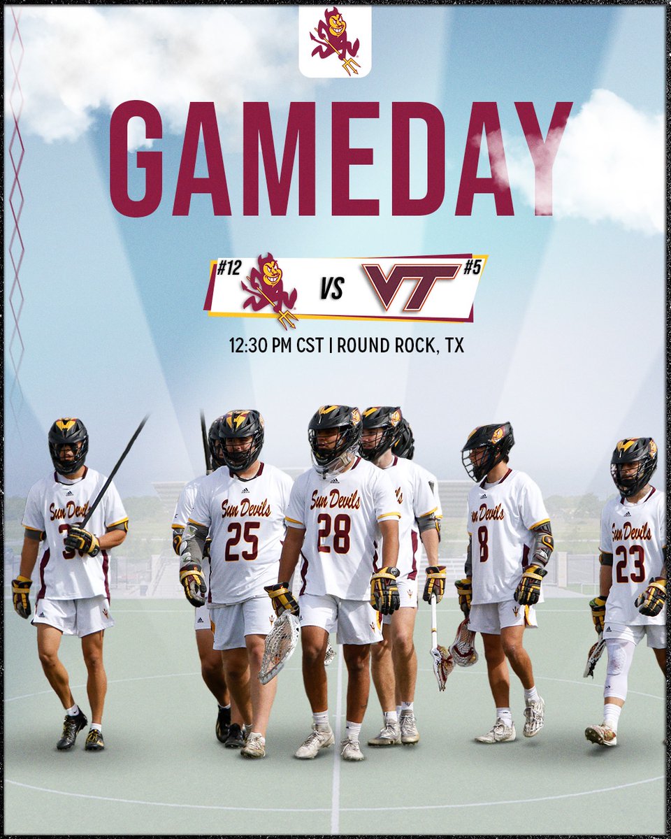 It’s time… 🚨𝑮𝑨𝑴𝑬𝑫𝑨𝒀🚨

The #12 Sun Devils take on #5 Virginia Tech in the MCLA playoffs 🔱

📍RRMC Field 7
⏰ 12:30 PM CST

#SIEGE // #makeaSTATEment