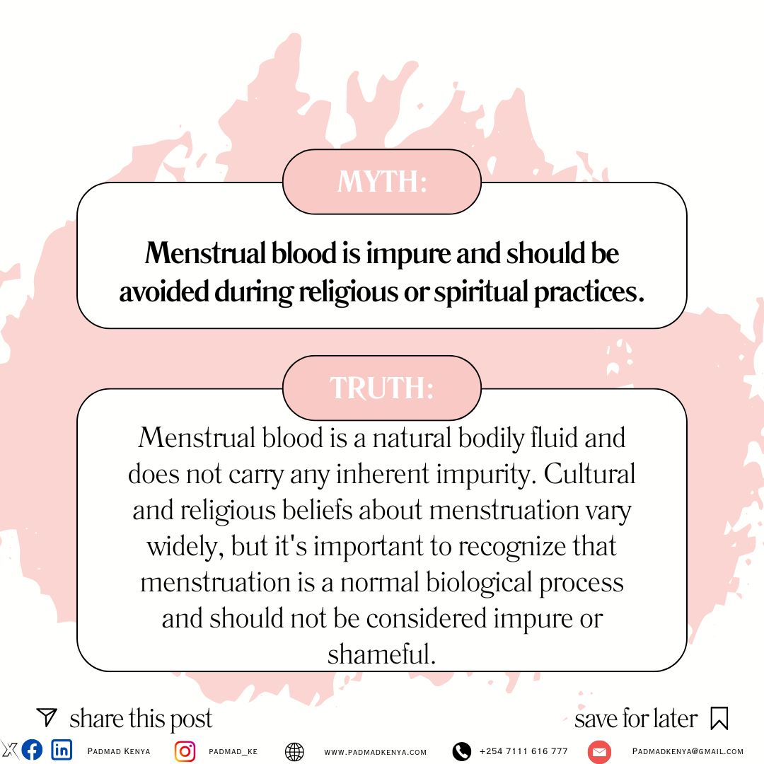 📅🩸 May is Menstrual Hygiene Month!
 To kick-start, we're tackling myths about menstrual hygiene with the facts.

✅ By busting these myths and sharing facts, we raise awareness about menstrual hygiene. 
#MenstrualHygiene #PeriodFacts #FloodsAdvisoryKE