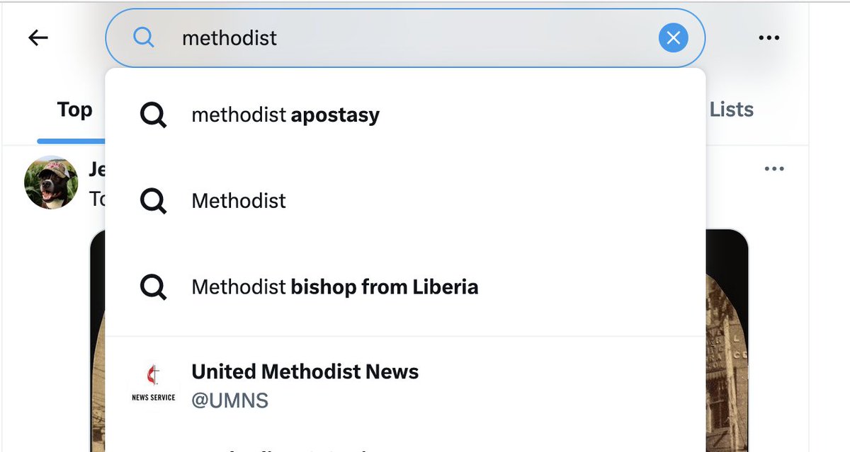 I do not know how the search suggestion algorithm works on this site. But when type 'methodist' It suggests 'methodist apostasy' What do you get? #UMC