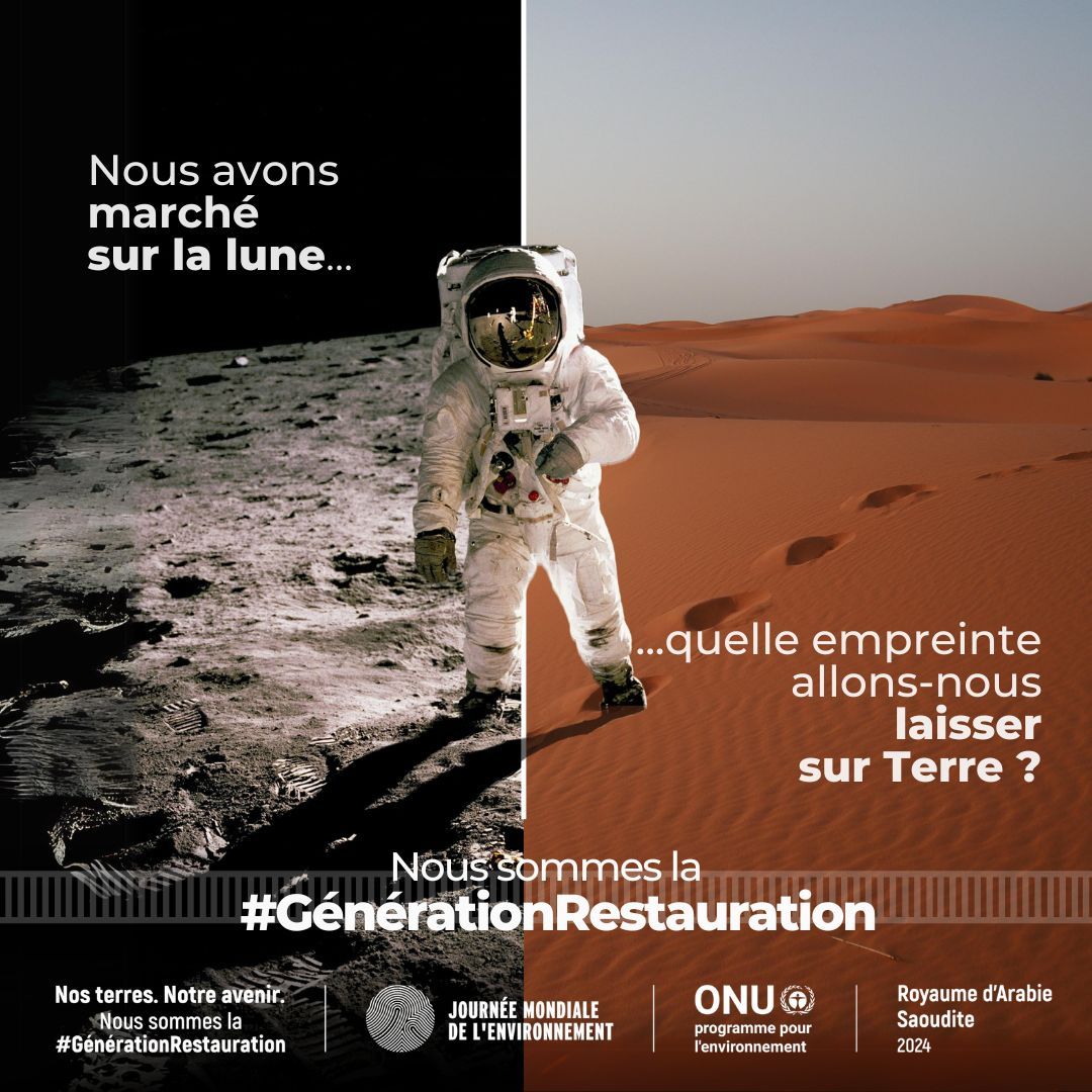 Quelle empreinte laisserons-nous sur Terre?🌍 

L'activité humaine est l'un des moteurs de la dégradation des sols, mettant en péril la santé de l'humanité et de la planète.

Soyons la #GénérationRestauration à l'approche de la #JournéeMondialeDelEnvironnement. #Agissons