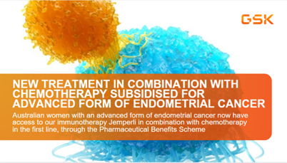 Jemperli, our immunotherapy, is now funded under the Pharmaceutical Benefit Scheme for Australian women with first line advanced or recurrent dMMR #EndometrialCancer. This is the first subsidised treatment in decades in the first line for this type of cancer. Find out more: