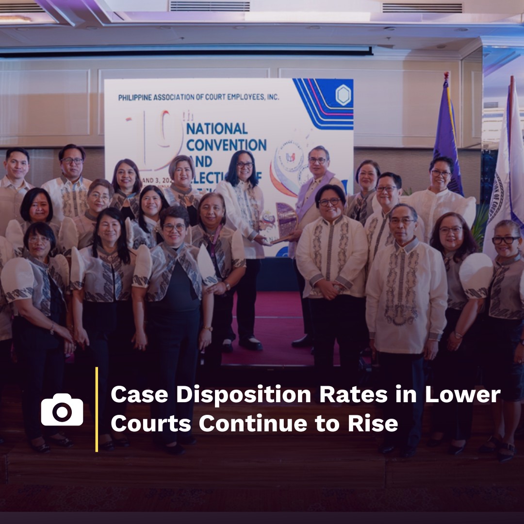 The case disposition rates in the lower courts have been increasing from 2021 to 2023. This was celebrated at the 19th National Convention of the Philippine Association of Court Employees graced by Chief Justice Alexander G. Gesmundo on May 2. READ: sc.judiciary.gov.ph/case-dispositi…