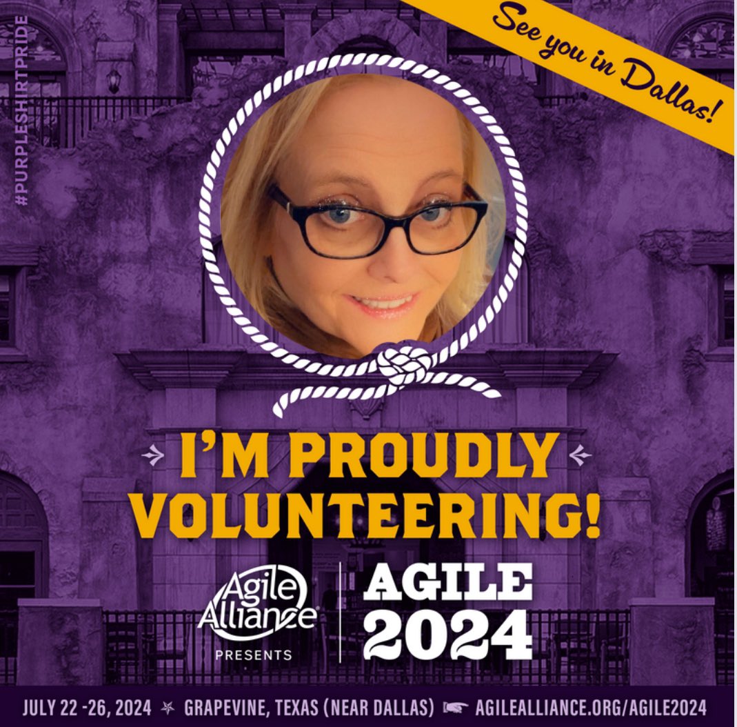 Honored to have been selected as a Purple Shirt Volunteer for Agile2024. Hope to see you in Dallas! #agile2024 #purpleshirtsrock