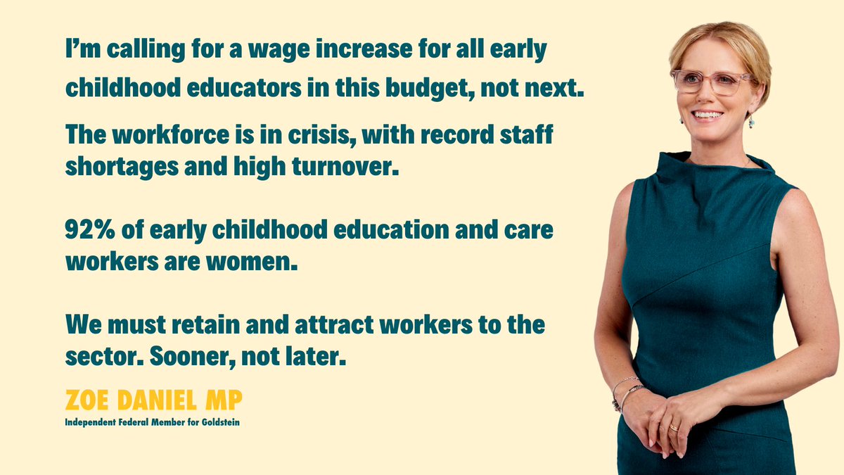 Affordable and accessible early childhood education is critical for growing the economy and enabling women to work. Without this, we can't unlock the economic powerhouse women can be for our economy. We should do it in this budget, not next.
