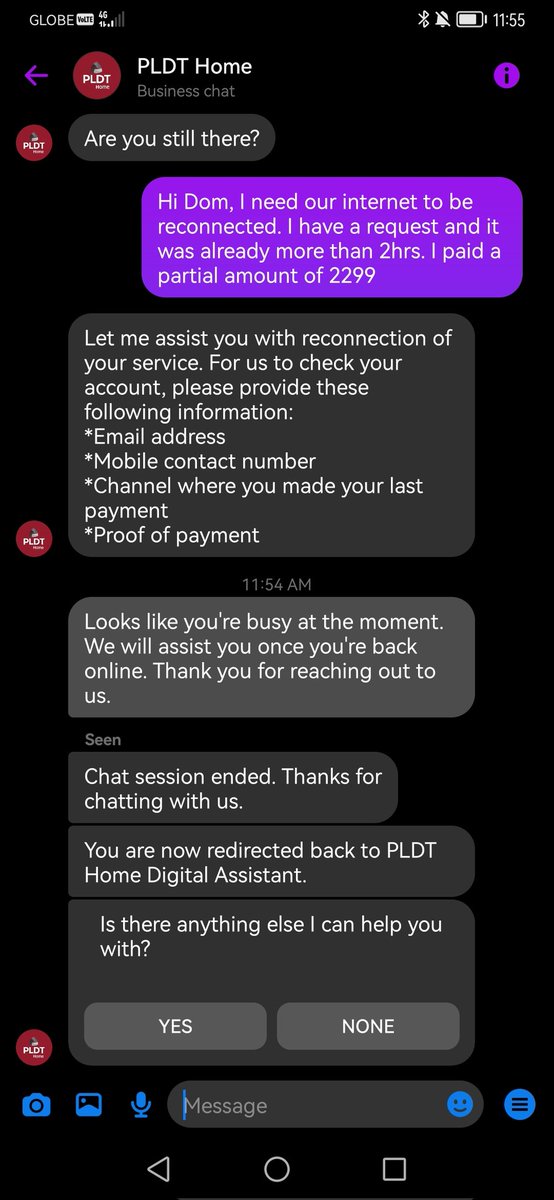 Bulok customer support @PLDTHome @PLDT_Cares Typing pa lang eh ng isesend eh hahaha