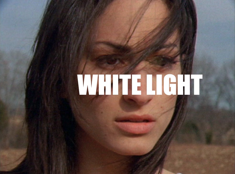 My college thesis film is now available at Rainlight Video. If you're into film grain and alien abduction, try it out.

WHITE LIGHT | 2007 | 57 mins | Color | Age 21
Starring Connie Renda & Burnadair Lipscomb-Hunt