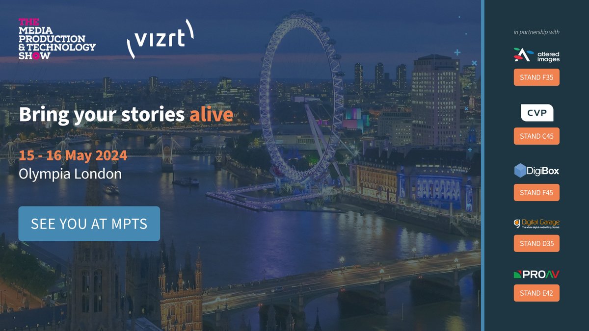 vizrt's tweet image. Meet us at our partner booths at #MPTS this year to explore our extended portfolio of award-winning solution, including the #TriCaster.

Don't miss us at the show, book a meeting now: ow.ly/ft3i50Rsk0n

#DigiBox #DigitalGarage #CVP #Alteredimages #ProAV #Broadcast