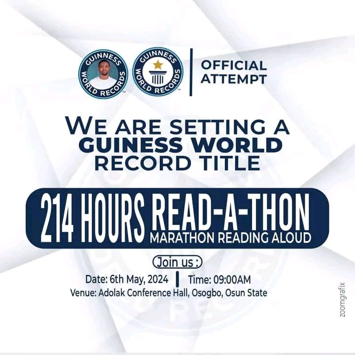 READ-A-THON 

#readathon2024 #samsonajao #guinessworldrecord #readathon #Impeccable