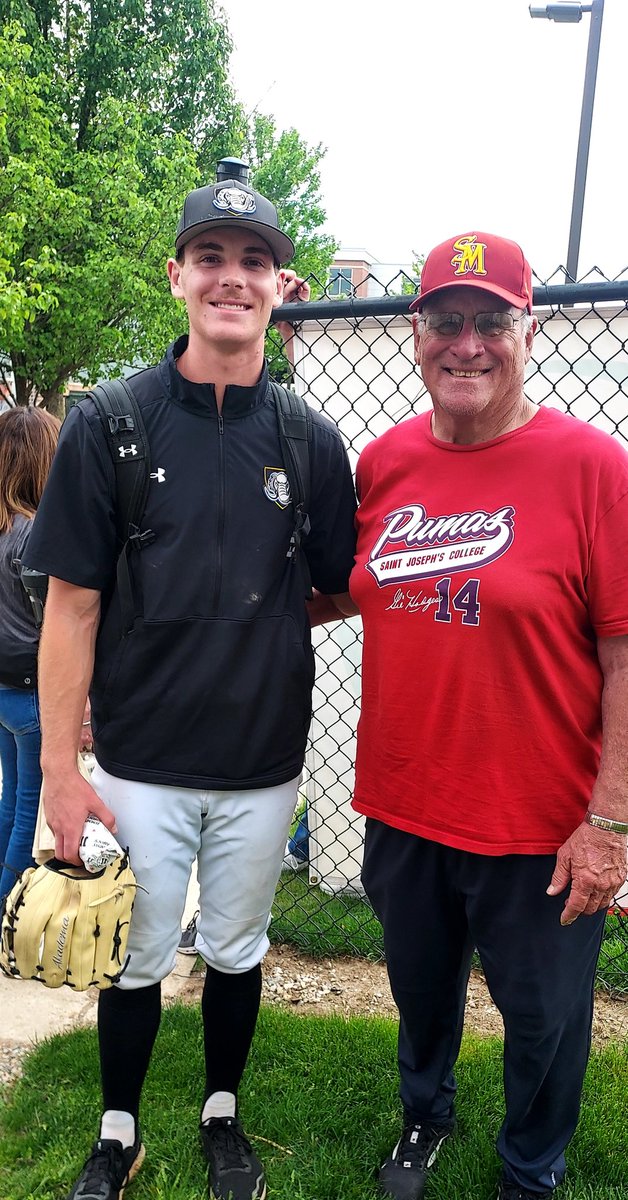 @ScecinaBaseball Mac Ayres '19 Scecina grad and Coach Gandolph, after his outing vs UW-Milwaukee which he won going 6.2 IP, 106 pitches, 5 hits, 2ER. Great job Mac!