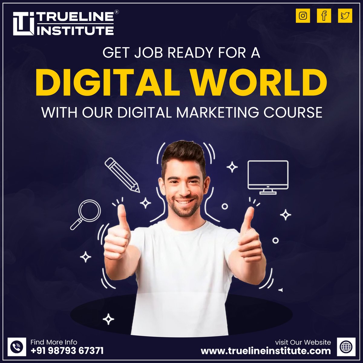 📢Get Job Ready For A Digital World With Our Digital Marketing Course | Trueline Institute
☎️ +91 98793 67371
🌐truelineinstitute.com
📧truelineinstitute@gmail.com
#truelineinstitute #institute #itcourses #designcreative #traningexcellence #besteducation #digitalmarketing