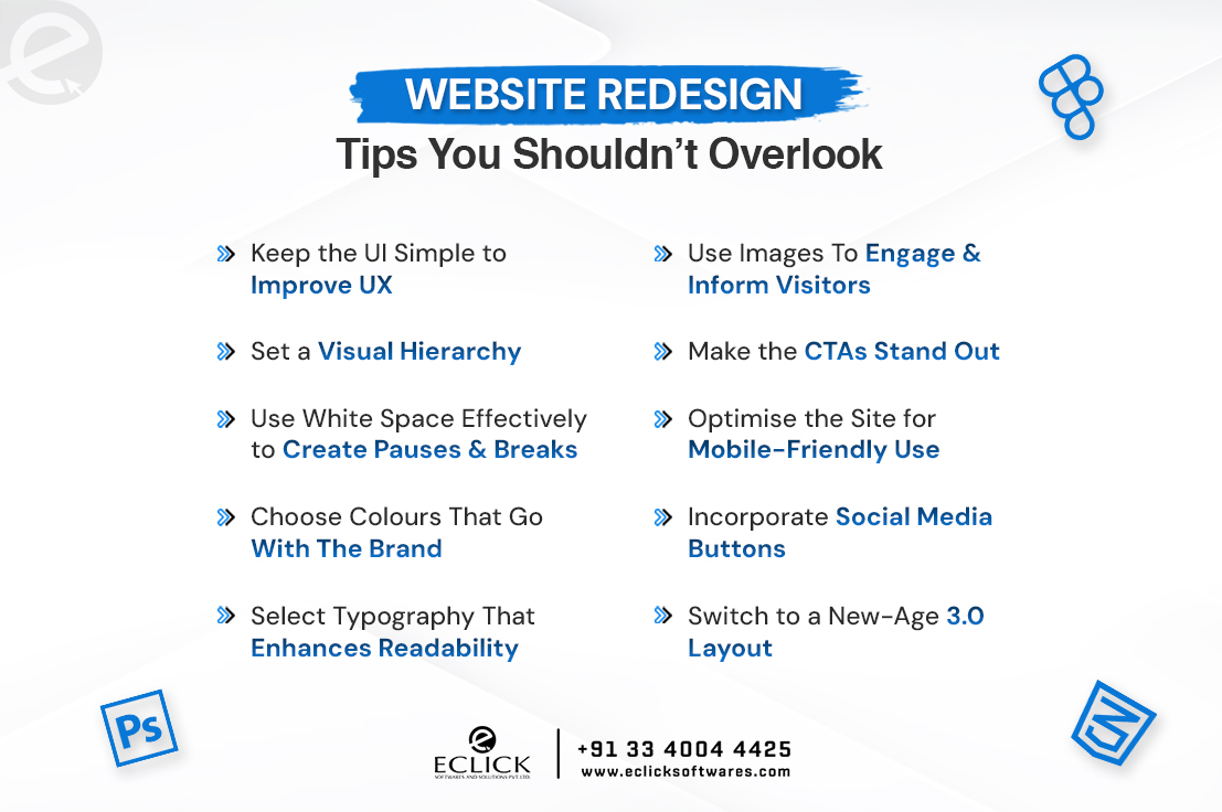 eclicksoftware's tweet image. Simplify and streamline the process of 𝐰𝐞𝐛𝐬𝐢𝐭𝐞 𝐫𝐞𝐝𝐞𝐬𝐢𝐠𝐧𝐢𝐧𝐠 by keeping these handy tips in mind to create a memorable user experience.
𝗙𝗼𝗿 𝗺𝗼𝗿𝗲 𝘁𝗶𝗽𝘀 𝗙𝗼𝗹𝗹𝗼𝘄 𝘂𝘀 !
#websiteredisgn #redesigningtips #websitedesignanddevelopment
#uiux #uiuxdesign