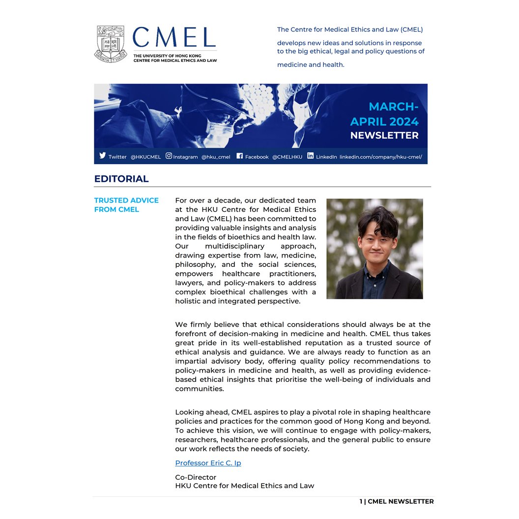 #Law #MedicalLaw #NewCase #HK #Ethics #Articles #Events #Videos #InformedConsent #PsychedelicTherapy #NewbornScreening #OneHealth #Wellbeing #InnovationRegulation #AIPolicy #PublicHealthLaw Medical Law & Ethics Updates in CMEL newsletter: cmel.hku.hk/news/newslette… @hkulaw @hkumed