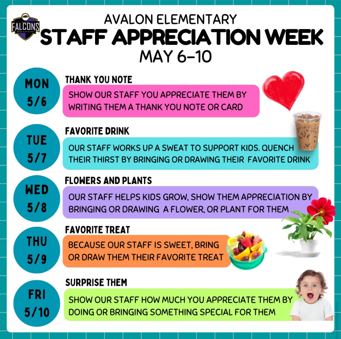 Let’s show all our staff how much we appreciate them for all they do! ❤️#FalconsUnitedInExcellence